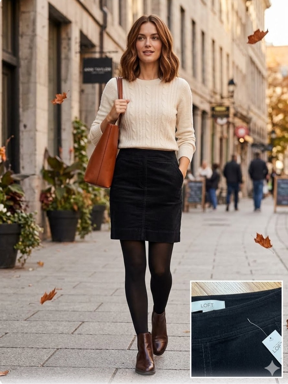NWT Ann Taylor LOFT Black corduroy Skirt